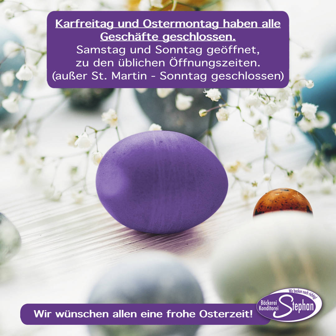 Öffnungszeiten für Ostern 2026