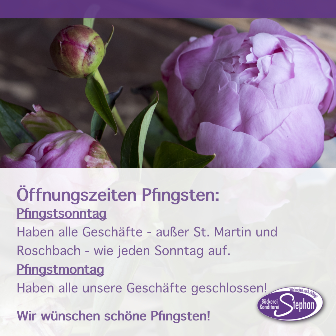 Öffnungszeiten Pfingsten 2026